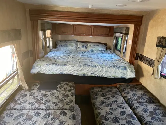 Blue Jay Getaway setup king bed slide out